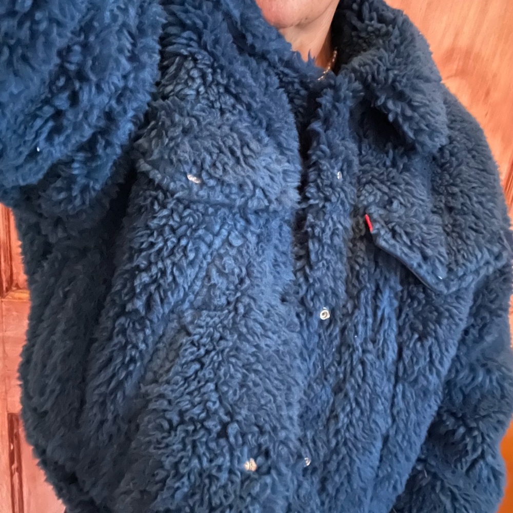 Levi’s Teal Faux fur shearling puffer jacket - Picture 8 of 9